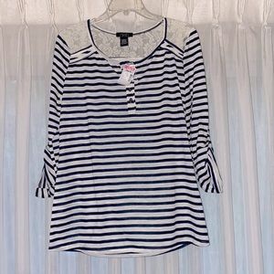 Deb Stripped Quarter Button Shirt